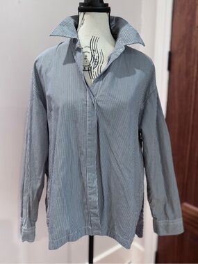 Banana Republic Navy and White Striped Shirt